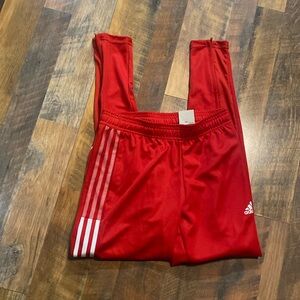 Adidas womans xs red trackpants tapered leg regular fit